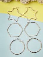 NVR Women Gold-Toned Geometric Hoop Earrings | Grocsy