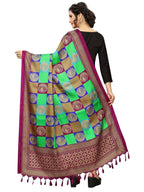 Vamika Traditional Wear Green Printed Khadi Bhagalpuri Dupatta | Grocsy