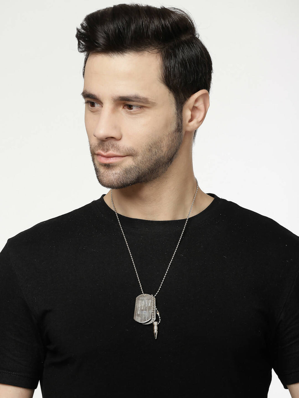 NVR Men Silver Plated Milletry Style Pendent With Chain | Grocsy
