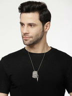 NVR Men Silver Plated Milletry Style Pendent With Chain | Grocsy