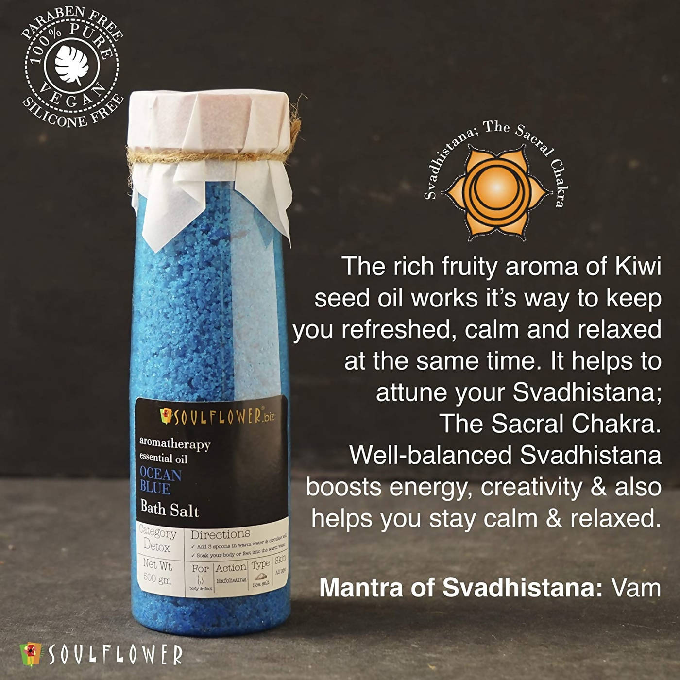 Soulflower Aromatherapy Essential Oil Ocean Blue Bath Salt | Grocsy