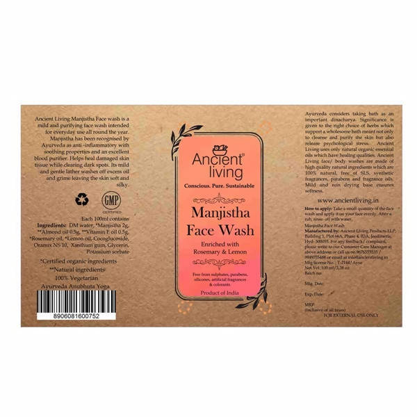 Ancient Living Manjistha Face Wash | Grocsy