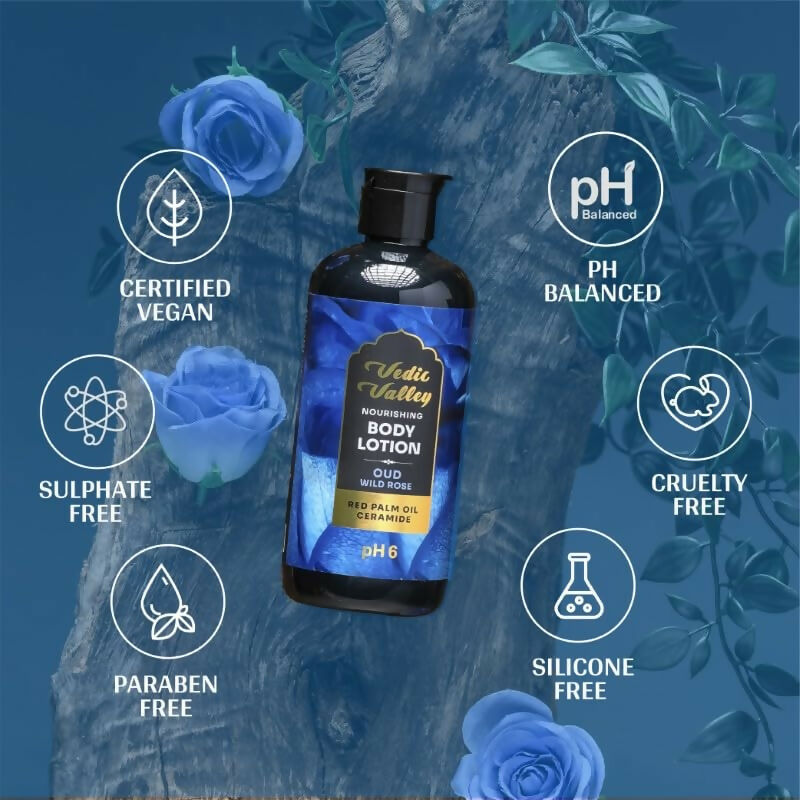Vedic Valley Oud Wild Rose Body Lotion for Women & Men | Grocsy