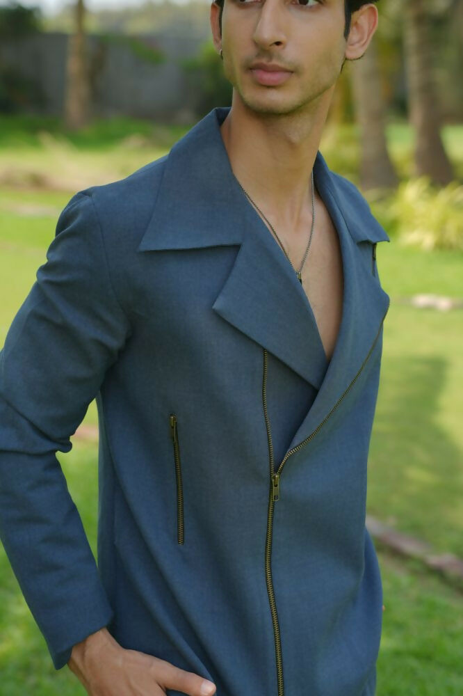 Nebula Verge Denim Blue Shacket by Hilo Design | Grocsy
