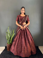 Teeya Creation New Trendy Stylist South Style Lehenga Choli Set - Brown | Grocsy
