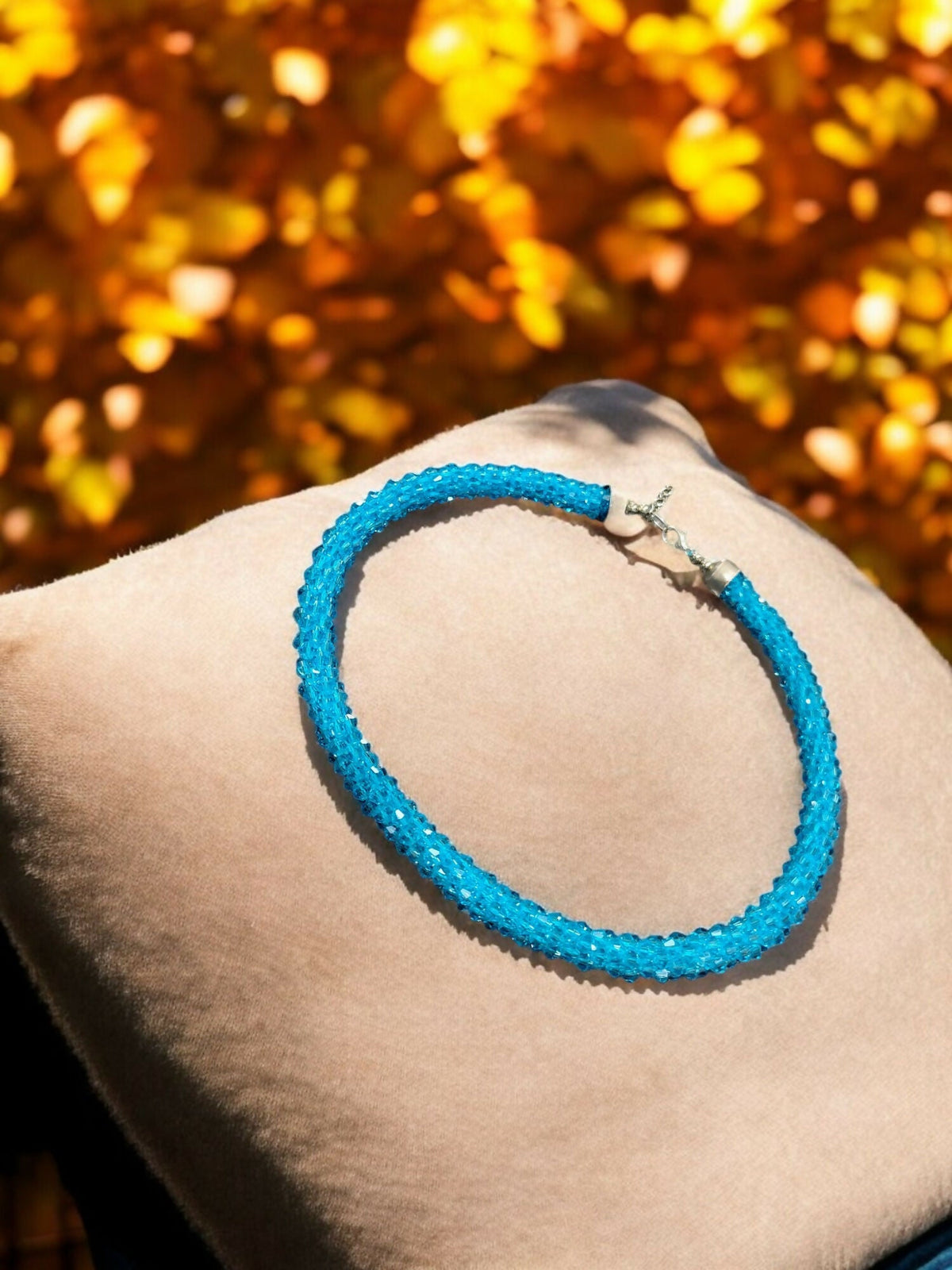 Inhanns Noor-E-Jalwa – Handmade Crystal Bead Necklace -Adjustable - Sky Blue Only Necklace | Grocsy