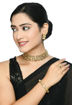 Mominos Fashion Johar Kamal Gold-Polished Finish Stone Choker For Women (Golden) | Grocsy