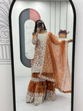 Teeya Creation Womens New Trendy Heavy Embroidery Sequence Work Orange Kurta Set | Grocsy