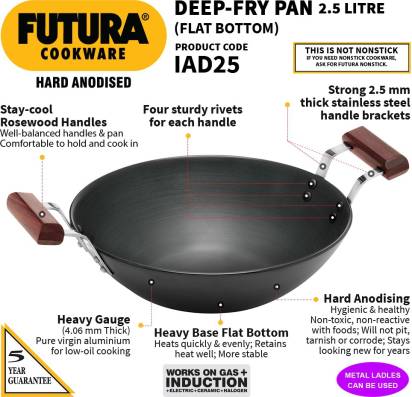 Hawkins Futura Hard Anodised Deep Fry Pan Kadhai 2.5 L (IAD25) | Grocsy