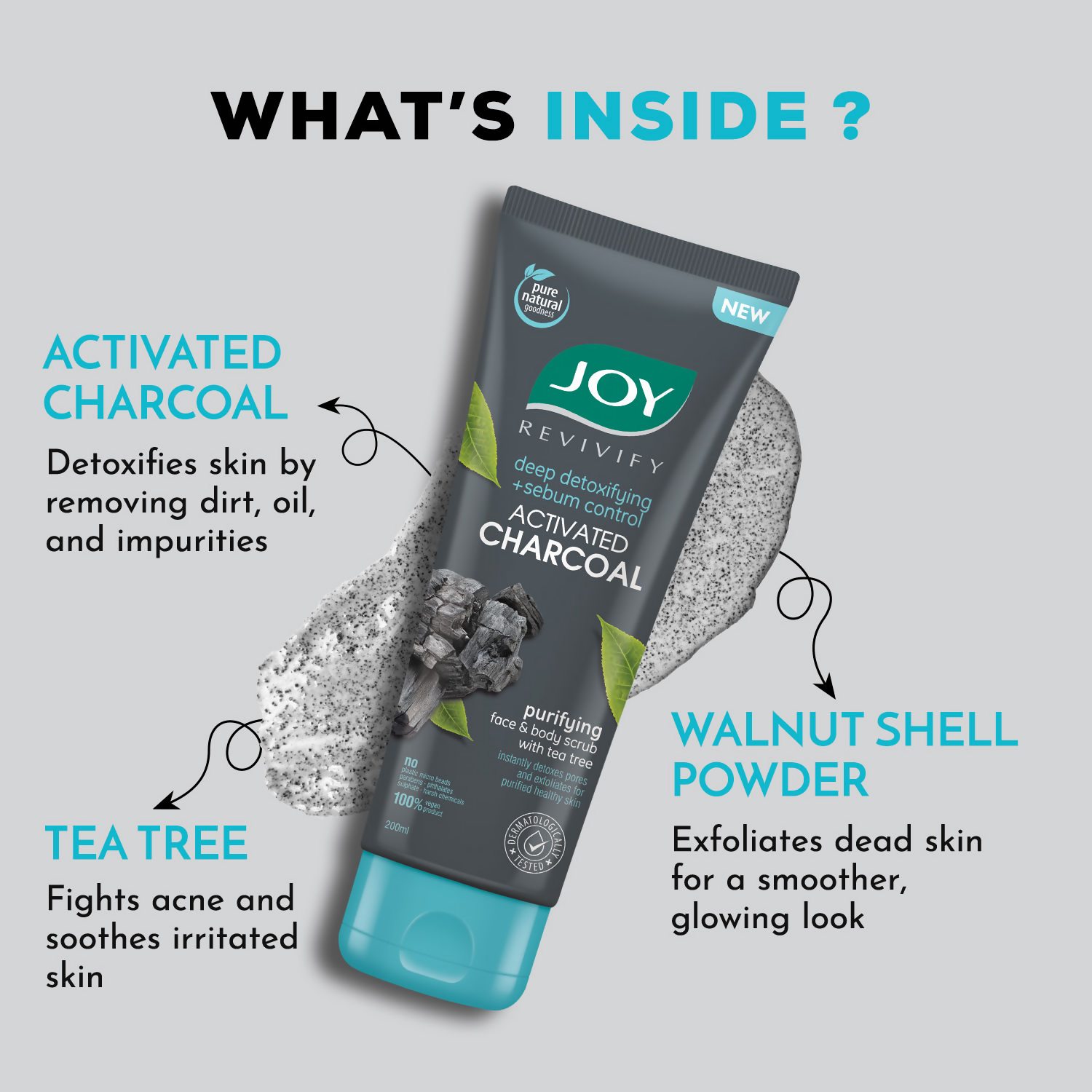 Joy Purifying & Exfoliating Charcoal Face & Body Scrub | Grocsy