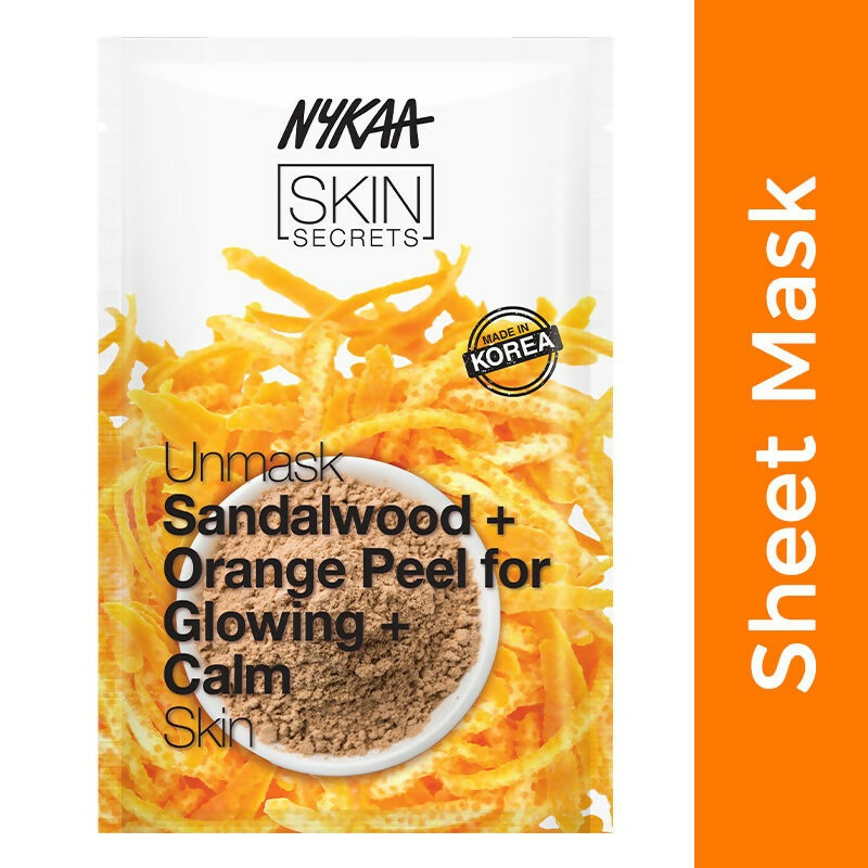 Nykaa Skin Secrets Indian Rituals Sandalwood + Orange Peel Sheet Mask For Glowing & Calm Skin | Grocsy