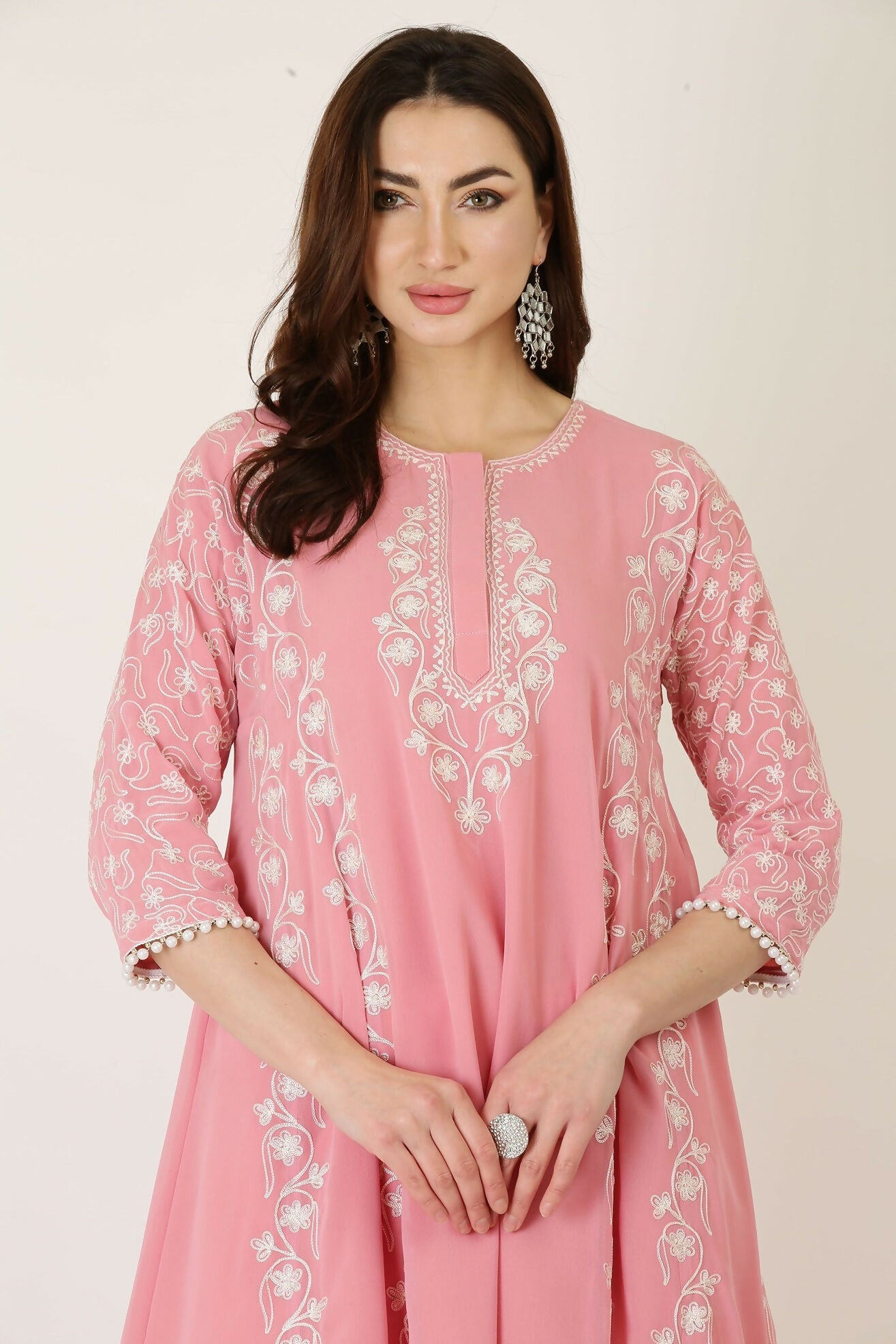 Joban Fashion Pink Georgette Kurta Set | Grocsy