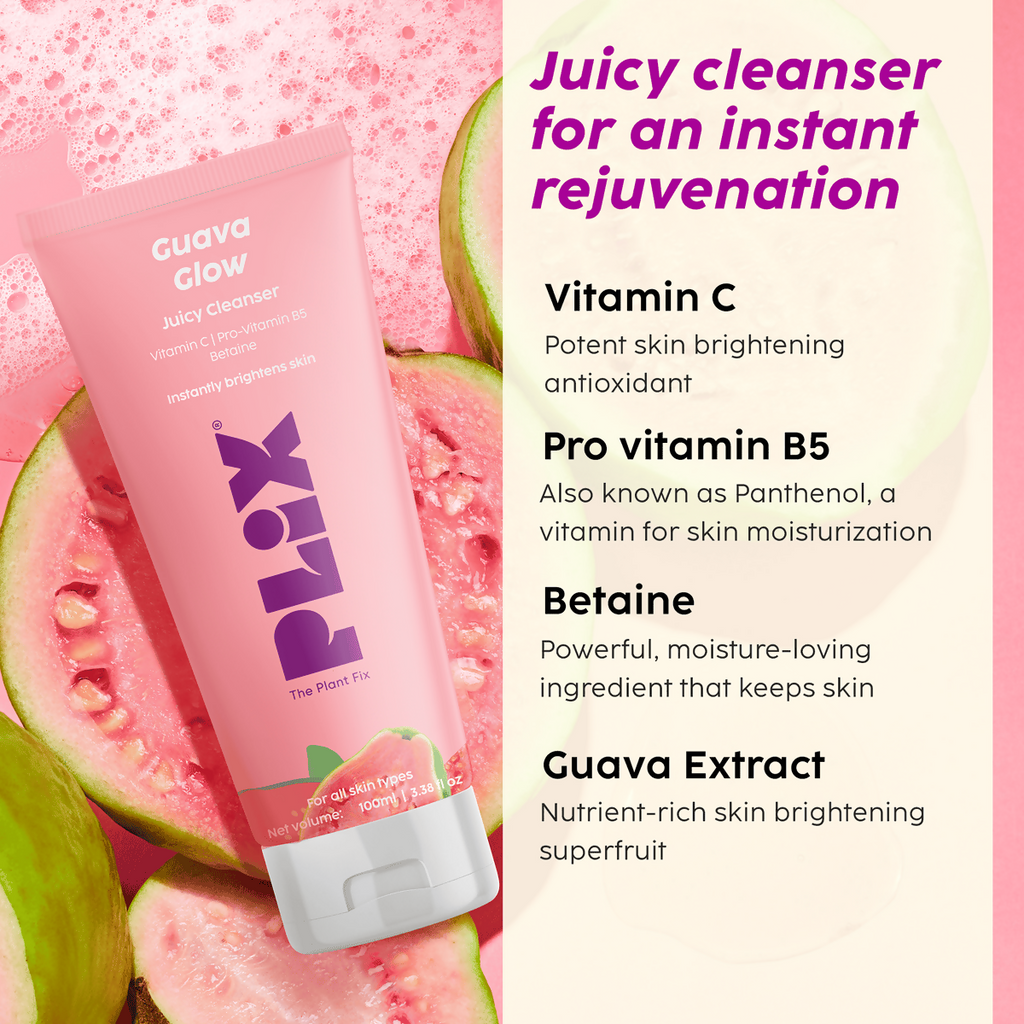PLIX The Plant Fix Guava Glow Juicy Cleanser For Skin Brightening With Vitamin C | Grocsy