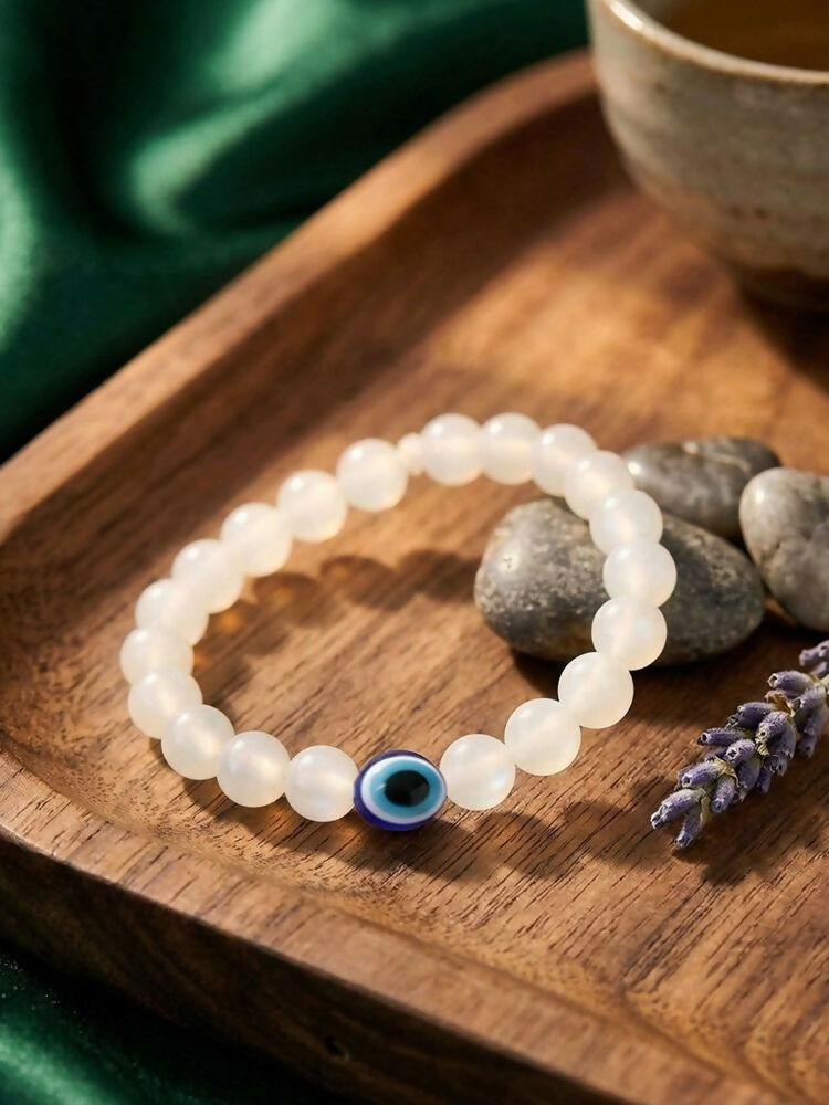 NVR White Crystal Evil Eye Bracelet for Men & Women | Grocsy
