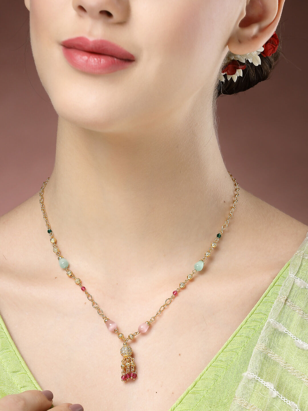 NVR Women's Multicolor Gold-Polished Minimal Chain | Grocsy