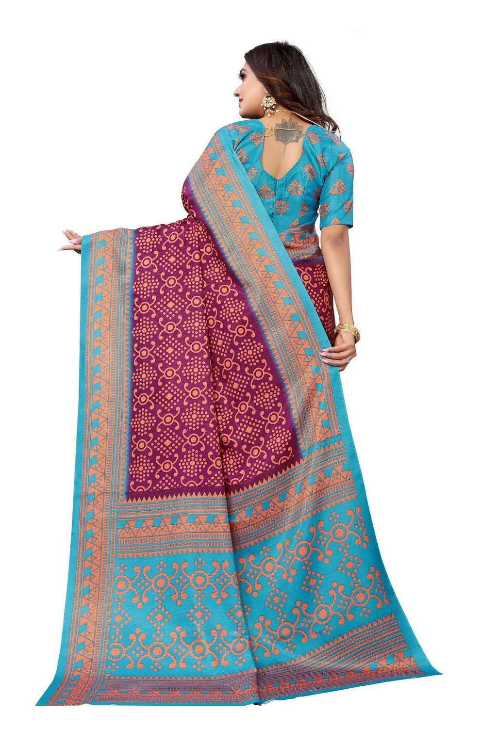 Vamika Purple Printed Art Silk Saree | Grocsy