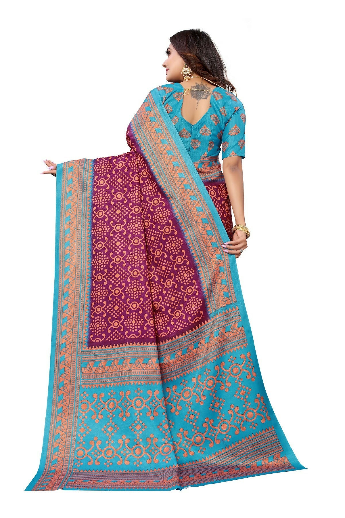 Vamika Purple Printed Art Silk Saree | Grocsy
