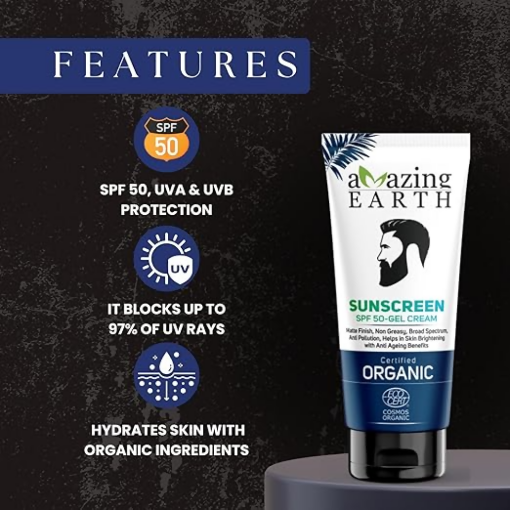 Amazing Earth Sunscreen for Men - SPF 50 Gel Cream | Grocsy