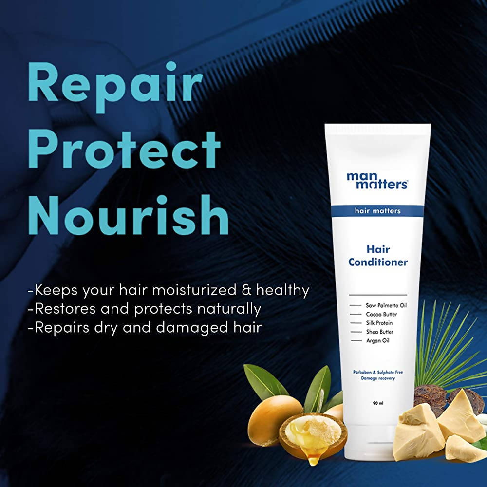Man Matters Hair Conditioner For Men With Silk protein, Shea butter, Argan Oil, Cocoa Butter, & Saw Palmetto Oil. | Grocsy