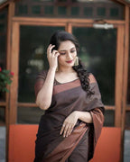 DEIANA'S Beautiful Designer Golden zari Soft Lichi Silk Saree - Mehandi | Grocsy