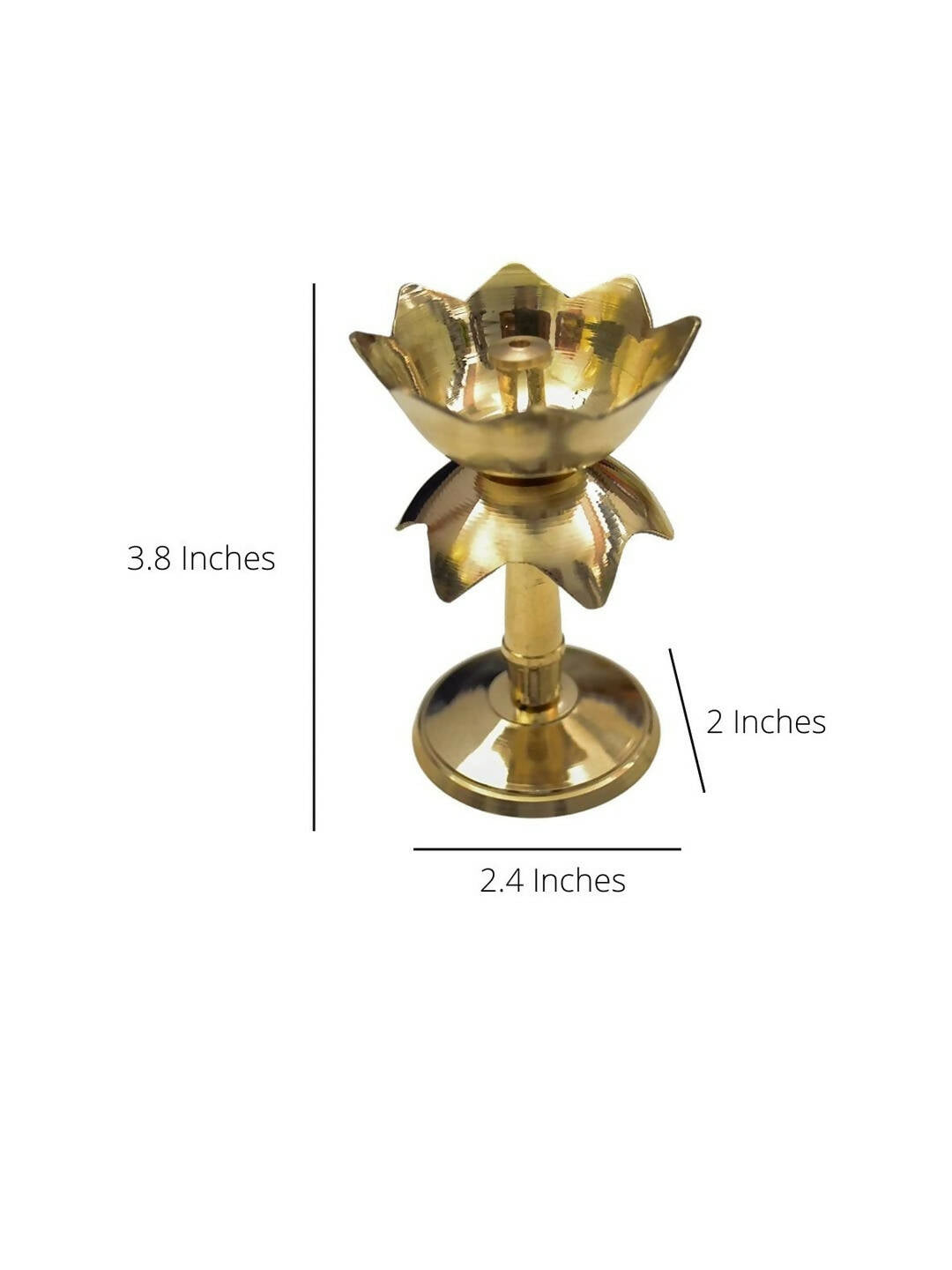 Craftvatika Gold Tone Brass Lotus Shape Pillar Diya Oil Lamp | Grocsy
