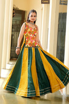AI Fashion Mustard & Green Cotton Designer Navratri Wear Lehenga Choli Collection | Grocsy