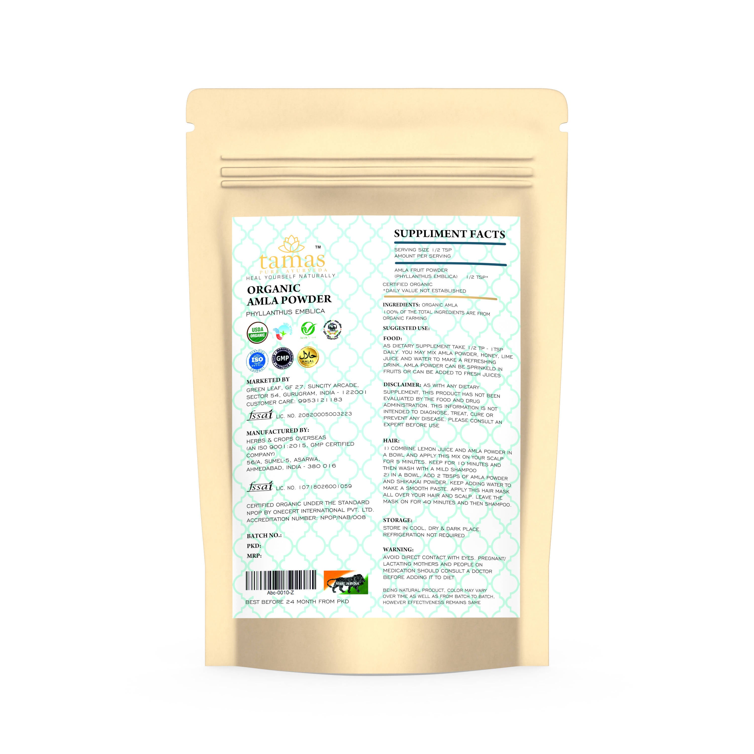 Tamas Pure Ayurveda Superfood Organic Amla Powder | Grocsy