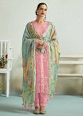 Pretty Pink Pure Muslin Resham Embroidered Salwar Suit - Emponline | Grocsy