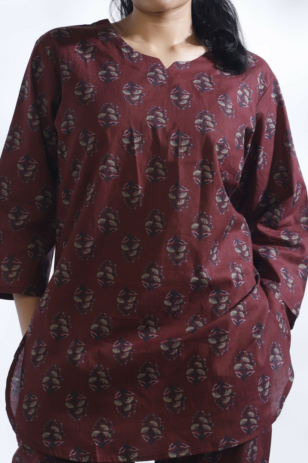 Breathables Butta Print Cotton Co-Ord Set – Wine | Grocsy