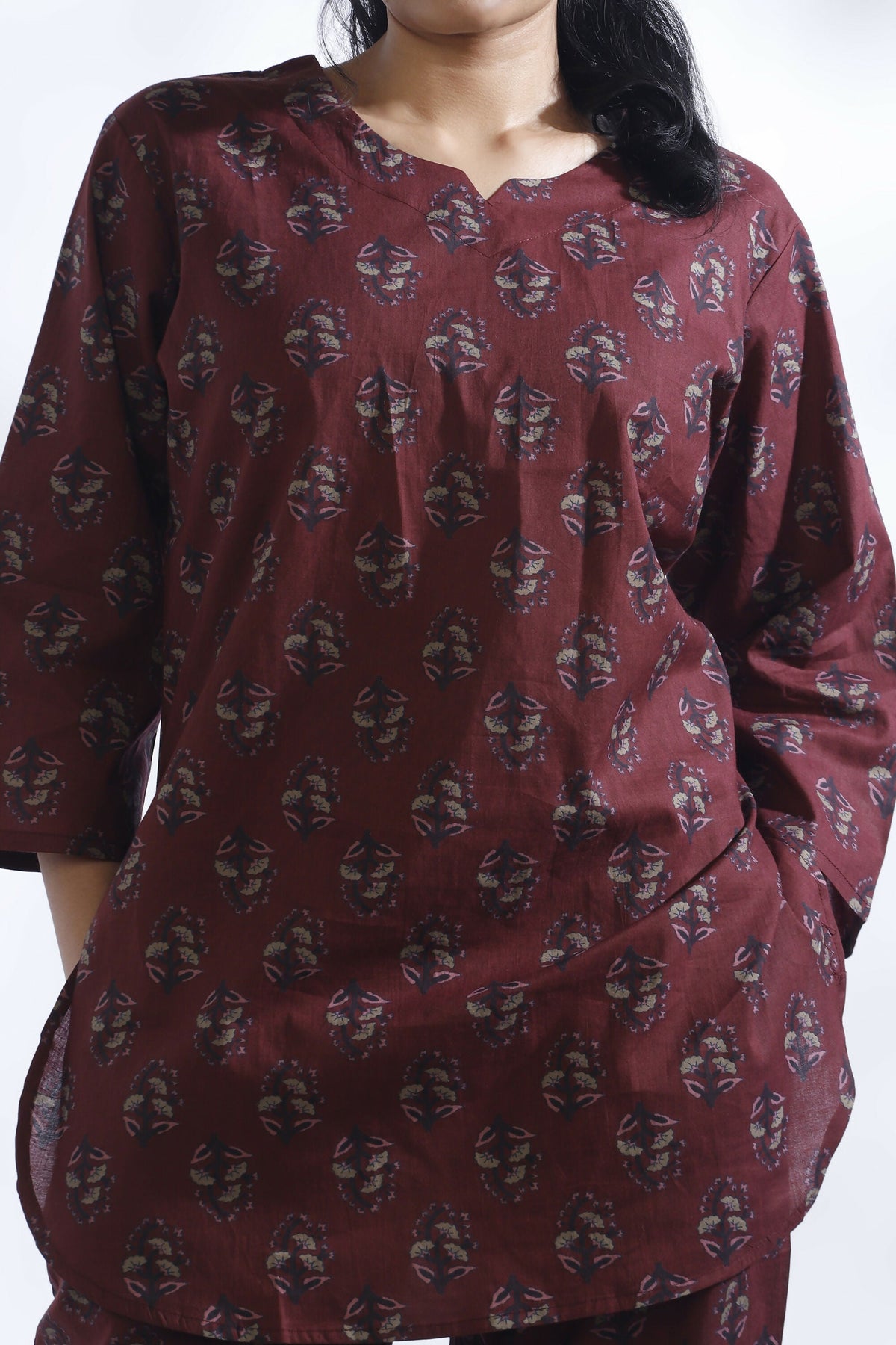 Breathables Butta Print Cotton Co-Ord Set – Wine | Grocsy