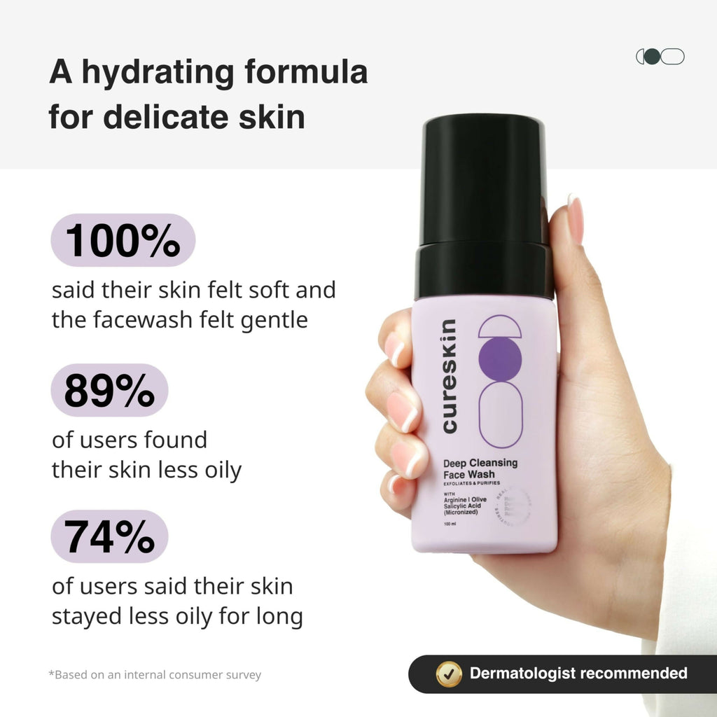 Cureskin Deep Cleanse Salicylic Acid Face Wash for Oily Skin | Grocsy