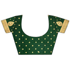 Joban Fashion Bottle Green Motifs Zari Weaving Soft Silk Banarasi Saree | Grocsy