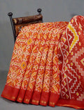 Red Colored Patola Print Semi Chanderi Saree By Gayathri Reddy Designer Studio | Grocsy