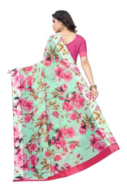Vamika Green Linen Satin Border Saree (SONAKSHI 12 GREEN) | Grocsy