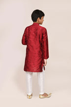 Joban Fashion Silk Maroon Kurta With Straight Fit Pant | Grocsy