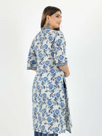 Aramya Off White Soft Cotton Floral Straight Kurta for Women | Grocsy