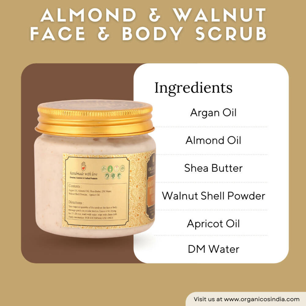 Organicos Almond+Walnut Face & Body Scrub | Grocsy