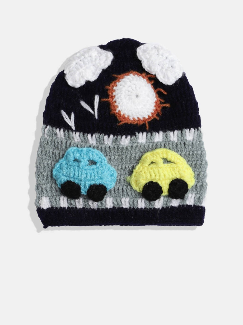Chutput Kids Woollen Hand Knitted Car Detail Cap - Blue | Grocsy