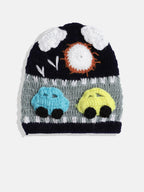 Chutput Kids Woollen Hand Knitted Car Detail Cap - Blue | Grocsy