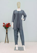 Anaita Grey Faux Georgette Readymade 2 Piece Set with Embroidery Work | Grocsy