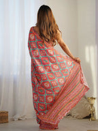 Designer Partywear Georgette Red Fancy Saree - Durga | Grocsy