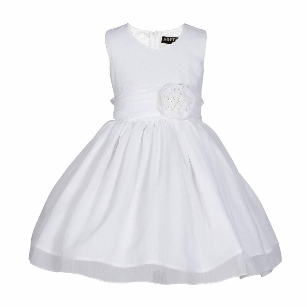 Asmaani Baby Girl's White Colour Satin A-Line Maxi Full Length Dress (AS-DRESS-22170) | Grocsy