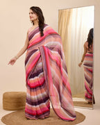 Pink Georgette Designer Printed Ready To Wear Saree - Ibiza | Grocsy