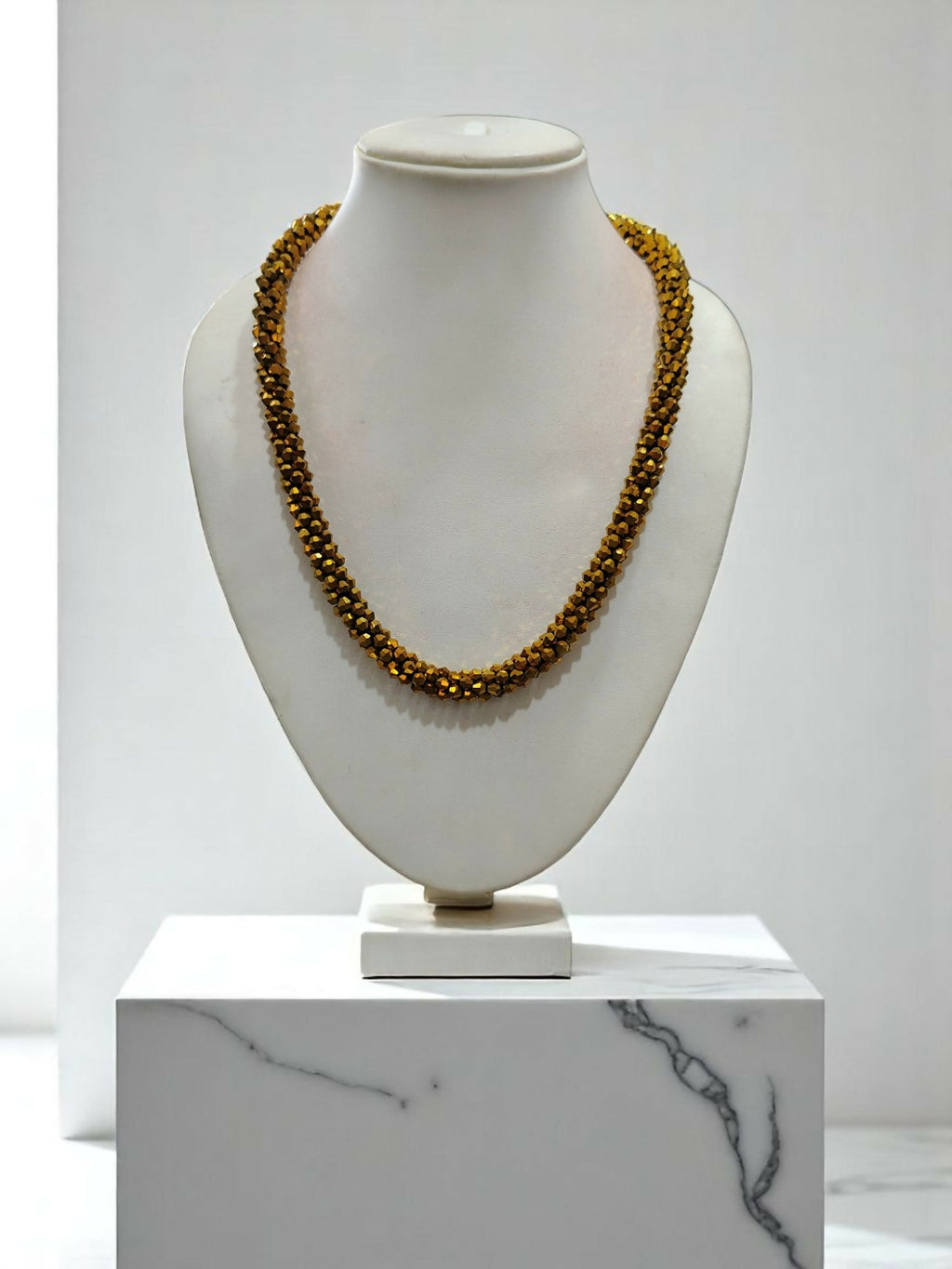 Inhanns Noor-E-Jalwa – Handmade Crystal Bead Necklace -Adjustable - Golden Only Necklace | Grocsy