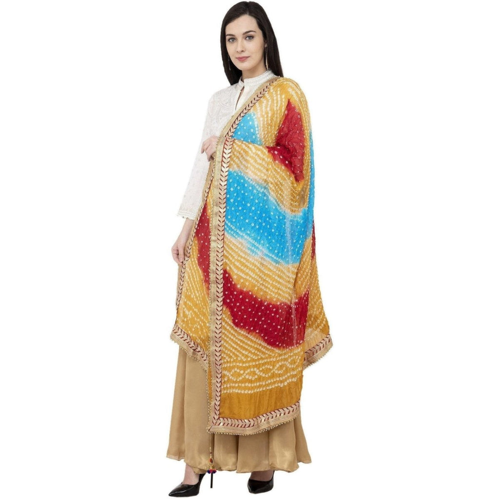 A R Silk Bandhej Multi Gota Fancy Dupatta Color Multi Color Dupatta | Grocsy
