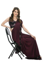Mominos Fashion All Season Wear Wine And Black Colour Ruffled Ready To Wear Saree | Grocsy