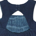 Mhyssa Blue Square Neck Sleeveless Frock | Grocsy