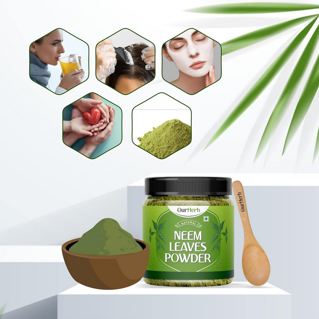 OurHerb Pure Neem Leaves Powder For Face Pack & Hair Care | Grocsy