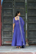 Joban Fashion Blue Readymade Kurta Set With Sequence embroidery Work | Grocsy