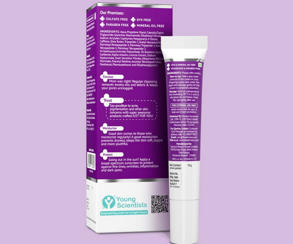 The Derma Co Snail Peptide 96 Under Eye Repair Cream With Snail Mucin & Peptide Complex For Dark Circles & Puffiness | Grocsy
